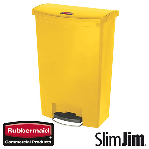 Afvalbak Slim Jim Front Step On container Rubbermaid 90 liter geel